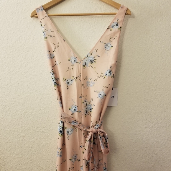 LPA Alina Margit V-neck Floral Pink Wide Leg Jumpsuit Size S Small - Picture 2 of 7
